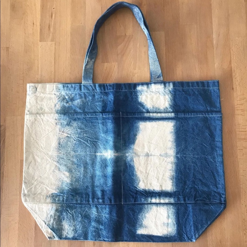 ‼️SOLD‼️ Shibori hand dyed in Big Canvas Tote - Picture 3 of 7